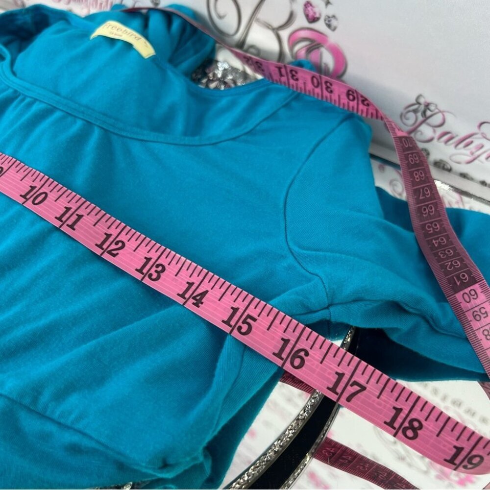 Freebird top peplum long sleeve long style shirt Vibrant Blue Top - Picture 8 of 9